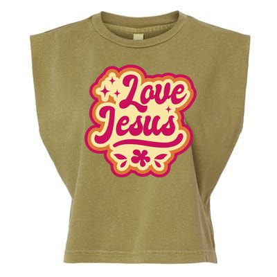 Love Jesus Retro Garment-Dyed Women's Muscle Tee