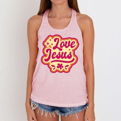 Love Jesus Retro Women's Knotted Racerback Tank