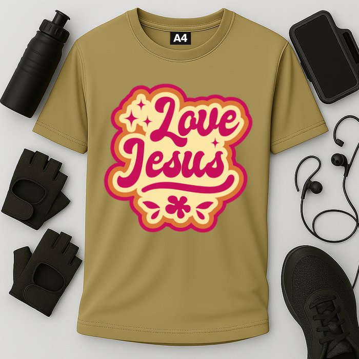 Love Jesus Retro Cooling Performance Crew T-Shirt