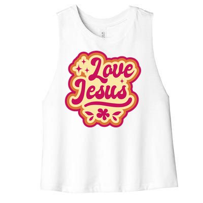 Love Jesus Retro Women's Racerback Cropped Tank