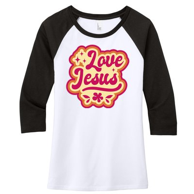 Love Jesus Retro Women's Tri-Blend 3/4-Sleeve Raglan Shirt