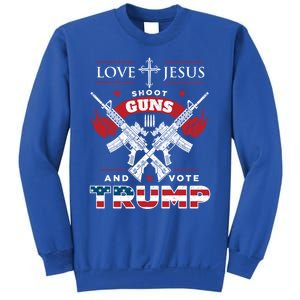 Love Jesus Shoot Guns And Vote Trump 2020 Flag Gift Sweatshirt