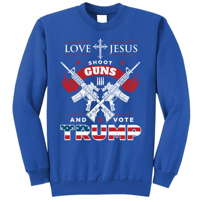 Love Jesus Shoot Guns And Vote Trump 2020 Flag Gift Sweatshirt