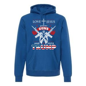 Love Jesus Shoot Guns And Vote Trump 2020 Flag Gift Premium Hoodie