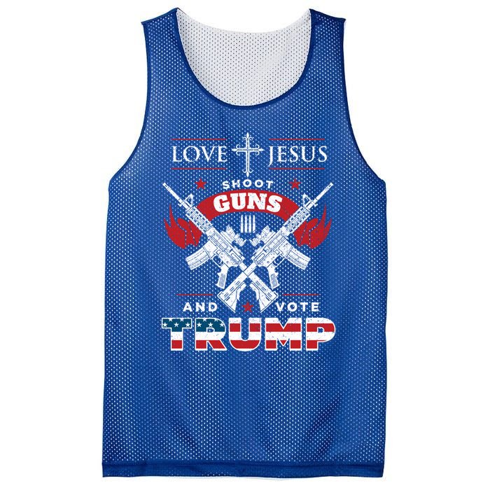 Love Jesus Shoot Guns And Vote Trump 2020 Flag Gift Mesh Reversible Basketball Jersey Tank