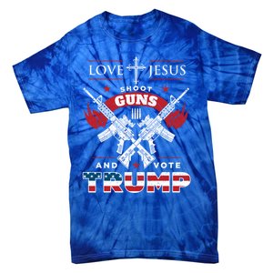 Love Jesus Shoot Guns And Vote Trump 2020 Flag Gift Tie-Dye T-Shirt