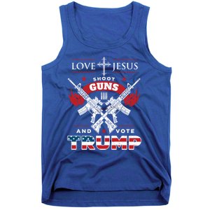 Love Jesus Shoot Guns And Vote Trump 2020 Flag Gift Tank Top