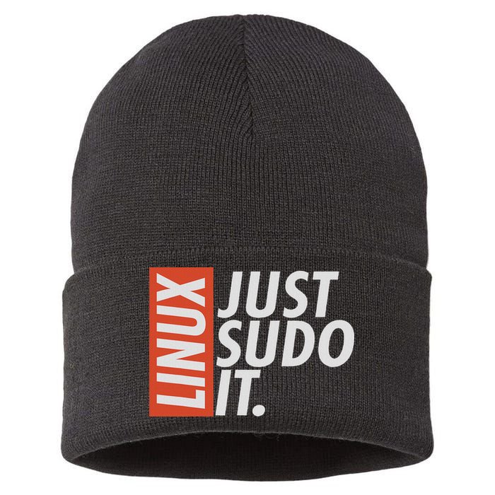 Linux Just Sodo It Coding & Nerd Pride Sudo Style Humor Sustainable Knit Beanie