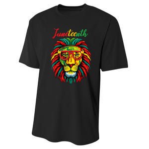 Lion Juneteenth Shirts Women Dress Black History Freedom Performance Sprint T-Shirt