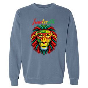 Lion Juneteenth Shirts Women Dress Black History Freedom Garment-Dyed Sweatshirt