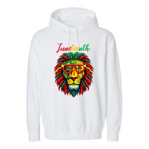 Lion Juneteenth Shirts Women Dress Black History Freedom Garment-Dyed Fleece Hoodie