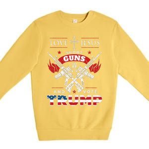 Love Jesus. Shoot Guns. And Vote Trump 2020 Flag Premium Crewneck Sweatshirt