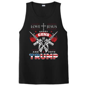 Love Jesus. Shoot Guns. And Vote Trump 2020 Flag PosiCharge Competitor Tank