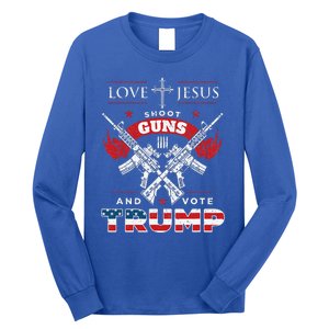 Love Jesus. Shoot Guns. And Vote Trump 2020 Flag Long Sleeve Shirt