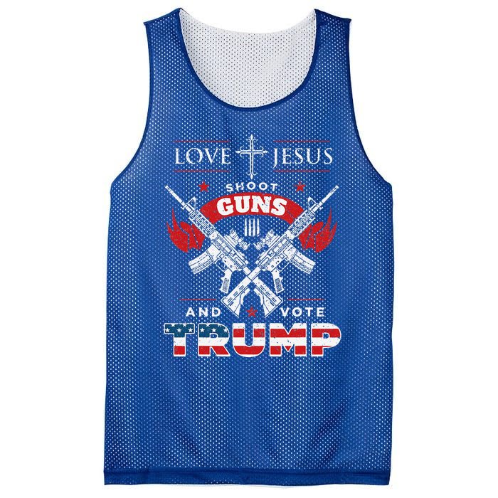 Love Jesus. Shoot Guns. And Vote Trump 2020 Flag Mesh Reversible Basketball Jersey Tank