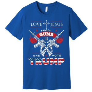 Love Jesus. Shoot Guns. And Vote Trump 2020 Flag Premium T-Shirt