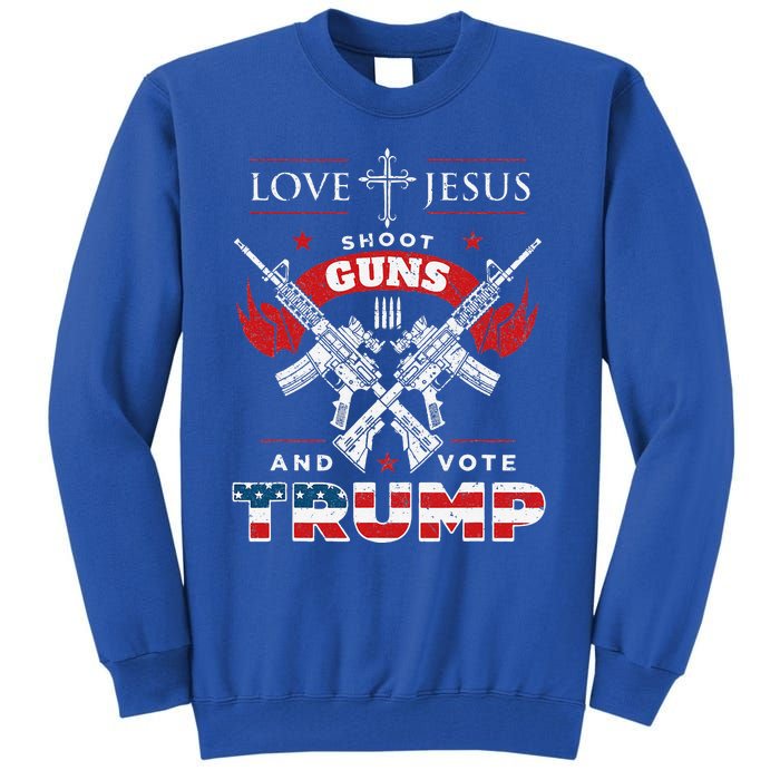 Love Jesus. Shoot Guns. And Vote Trump 2020 Flag Tall Sweatshirt