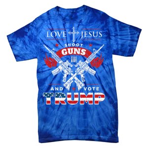 Love Jesus. Shoot Guns. And Vote Trump 2020 Flag Tie-Dye T-Shirt