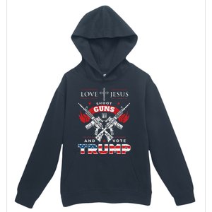 Love Jesus. Shoot Guns. And Vote Trump 2020 Flag Urban Pullover Hoodie