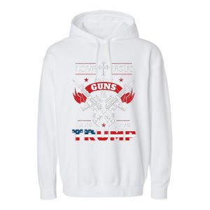 Love Jesus. Shoot Guns. And Vote Trump 2020 Flag Garment-Dyed Fleece Hoodie