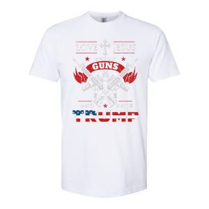 Love Jesus. Shoot Guns. And Vote Trump 2020 Flag Softstyle CVC T-Shirt