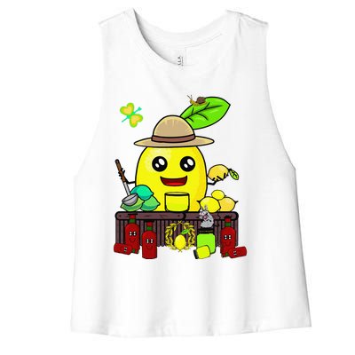 Lemon Juice Shop Lemon Summer Time Fruits Women's Racerback Cropped Tank