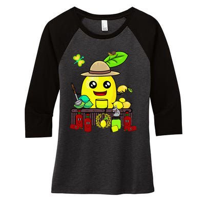 Lemon Juice Shop Lemon Summer Time Fruits Women's Tri-Blend 3/4-Sleeve Raglan Shirt