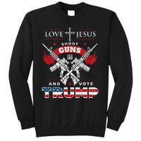 Love Jesus. Shoot Guns. And Vote Trump 2024 Flag Sweatshirt