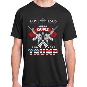 Love Jesus. Shoot Guns. And Vote Trump 2024 Flag Adult ChromaSoft Performance T-Shirt