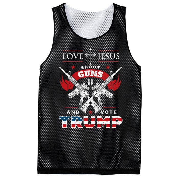 Love Jesus. Shoot Guns. And Vote Trump 2024 Flag Mesh Reversible Basketball Jersey Tank