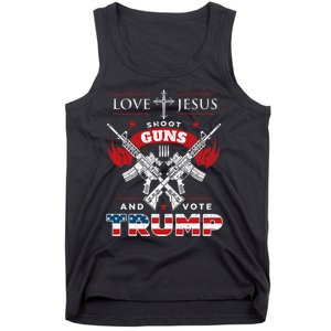 Love Jesus. Shoot Guns. And Vote Trump 2024 Flag Tank Top