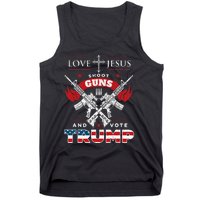 Love Jesus. Shoot Guns. And Vote Trump 2024 Flag Tank Top