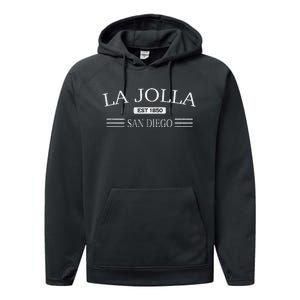 La Jolla San Diego California  Performance Fleece Hoodie