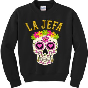 La Jefa Sugar Skull Dia De Los Muertos Costume Kids Sweatshirt