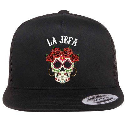 La Jefa Sugar Skull Mexican Dia De Los Muertos Dead Flatbill Hat