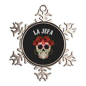 La Jefa Sugar Skull Mexican Dia De Los Muertos Dead Metallic Star Ornament