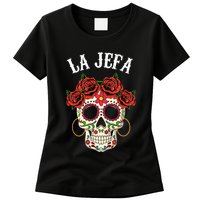 La Jefa Sugar Skull Mexican Dia De Los Muertos Dead Womens T-Shirt