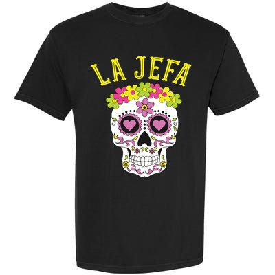 La Jefa Sugar Skull Dia De Los Muertos Costume Garment-Dyed Heavyweight T-Shirt