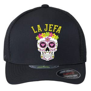 La Jefa Sugar Skull Dia De Los Muertos Costume Flexfit Unipanel Trucker Cap