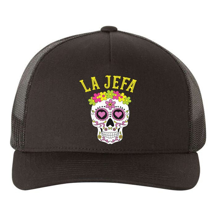 La Jefa Sugar Skull Dia De Los Muertos Costume Yupoong Adult 5-Panel Trucker Hat