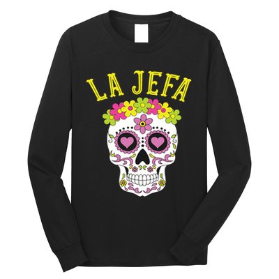 La Jefa Sugar Skull Dia De Los Muertos Costume Long Sleeve Shirt