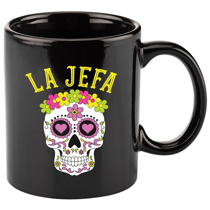La Jefa Sugar Skull Dia De Los Muertos Costume 11oz C Handle Ceramic Mug
