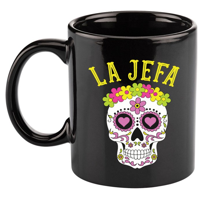 La Jefa Sugar Skull Dia De Los Muertos Costume 11oz C Handle Ceramic Mug
