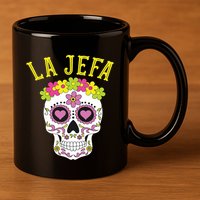 La Jefa Sugar Skull Dia De Los Muertos Costume 11oz C Handle Ceramic Mug
