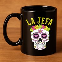 La Jefa Sugar Skull Dia De Los Muertos Costume 11oz C Handle Ceramic Mug