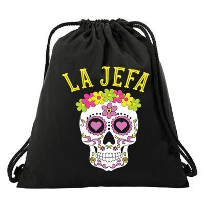 La Jefa Sugar Skull Dia De Los Muertos Costume Drawstring Bag