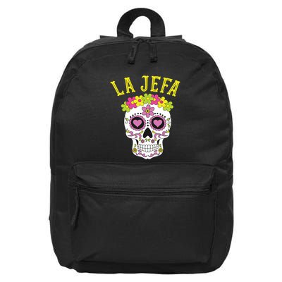 La Jefa Sugar Skull Dia De Los Muertos Costume 16 in Basic Backpack
