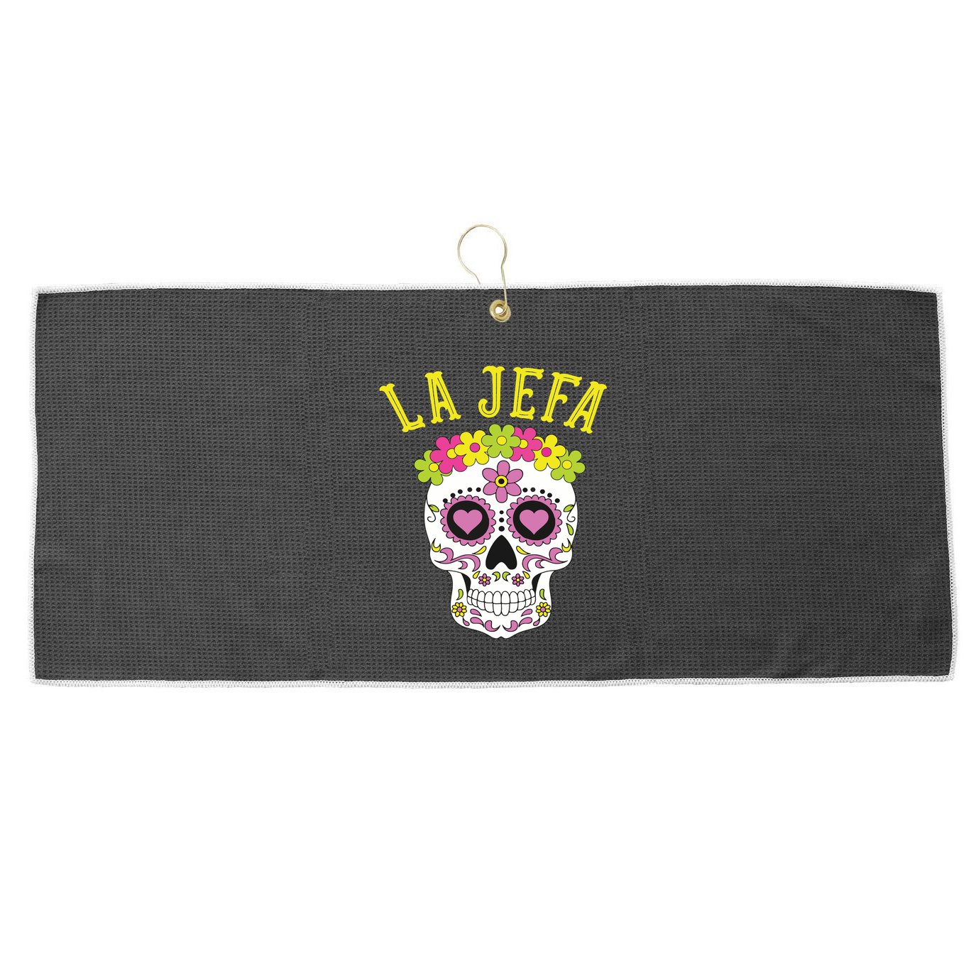 La Jefa Sugar Skull Dia De Los Muertos Costume Large Microfiber Waffle Golf Towel
