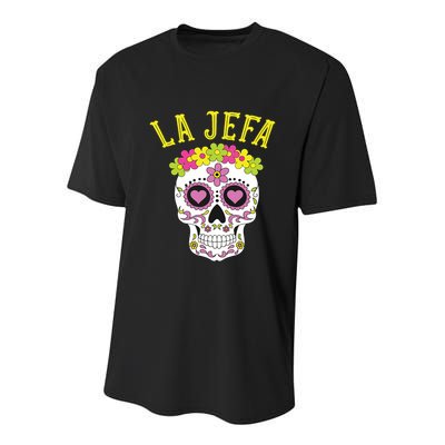 La Jefa Sugar Skull Dia De Los Muertos Costume Youth Performance Sprint T-Shirt