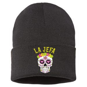 La Jefa Sugar Skull Dia De Los Muertos Costume Sustainable Knit Beanie